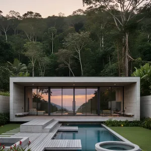Jungle-Edge Concrete Horizon Villa