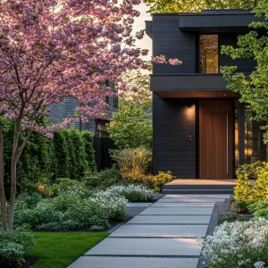 Preview of Modern Escape with Blossoming Pink Entrance