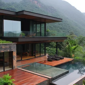 Glass Haven Overlooking Verdant Peaks
