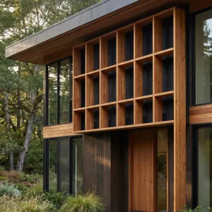 Grid Facade Woodland Retreat House