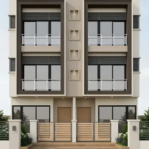Symmetric Stucco Frame With Glass Rails
