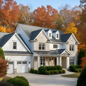 Autumnal Suburban Escape with Vibrant Trees