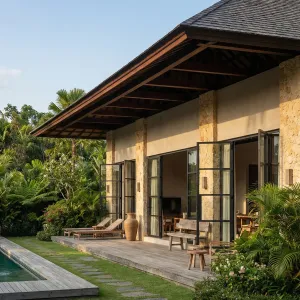 Garden Veranda Poolside Stone House
