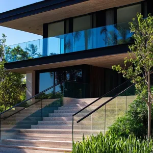 Floating Staircase With Glass Railings