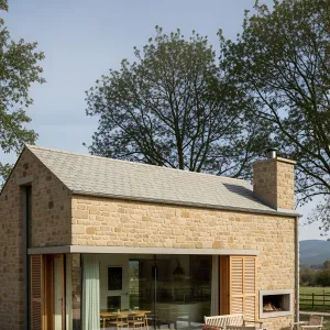 Modern Stone Cottage with Glass Walls