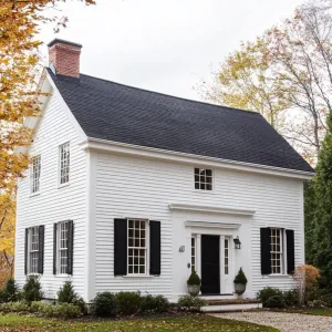 White Clapboard Saltbox Homes