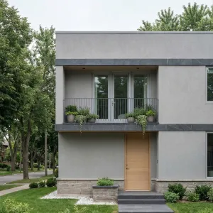 Calm Streetfront Cube With Potted Ledge
