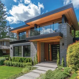 Modern Marvel with Stone and Wood