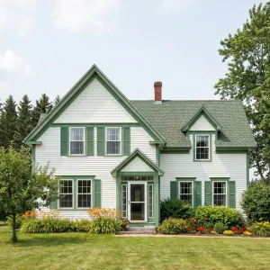 Pastoral Green Trim Gable House