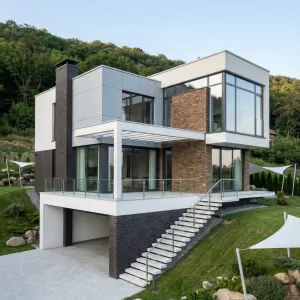 Terraced Glass Crest Living House