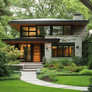 Modern Stone Cottage Harmonized with Nature