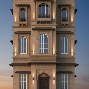 Twilight Sandstone Townhouse With Jharokhas