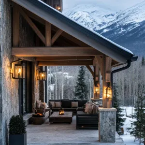 Cozy Front Porch With Lantern-style Lighting