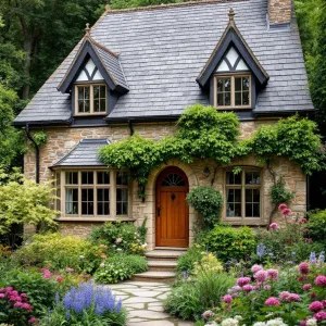 Cozy Ivy-Hugged Cottage with Floral Fantasy