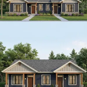 Craftsman Porchside Twin Home Retreat