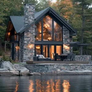 Stunning Stone-Front Lake House