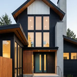 Nordic Peak Black Home With Aqua Door