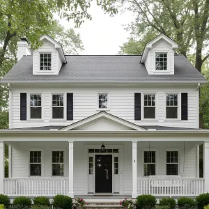 Porch-Balanced Colonial with Ebony Door