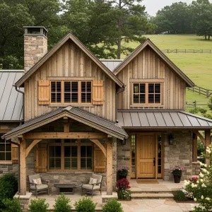 Charming Rustic Retreat with Stone and Wood