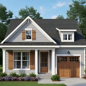 Cozy Corner: Delightful Dwelling with Wooden Garage