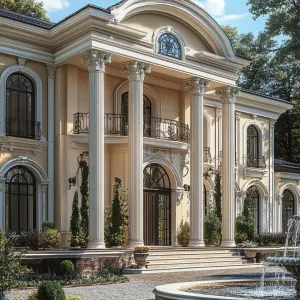 Elegance in Columns: Esteemed Villa with Fountains