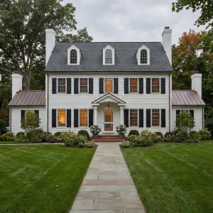 Colonial Revival Home With Midnight Shutters