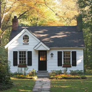 Charming One-Story Cottage Under Autumn Trees