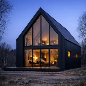 Midnight Forest Glass Gable Cabin