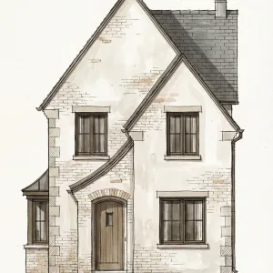 Curved Entry Gable Cottage Charm