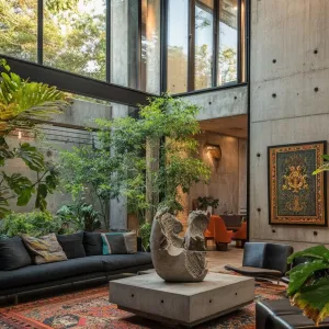Modern Concrete Jungle Meets Cozy Oasis