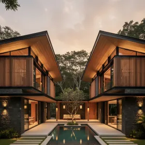 Tropical Courtyard Pavilion Home