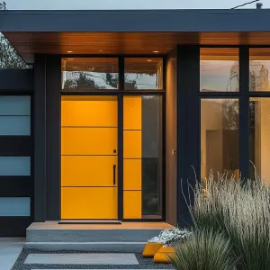High-gloss Sunflower Yellow With Frosted Glass Panels