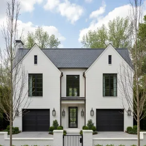 Twin-Gable Monochrome Walled Forecourt