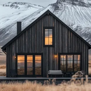 Chic Charcoal Chalet: A Cozy Contrast
