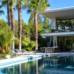 Tropical-themed Pool With a Swim-up Bar