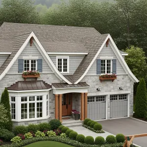 Whimsical Gray Retreat with Double Garage