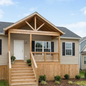 Warm Timber Porch Gable Entryway