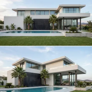 Cantilevered Marble Poolfront Modern