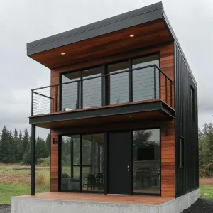 Contemporary Wood and Metal Cube