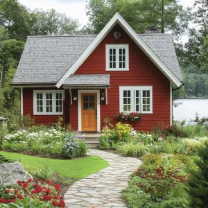 Enchanting Scarlet Sanctuary by the Lake