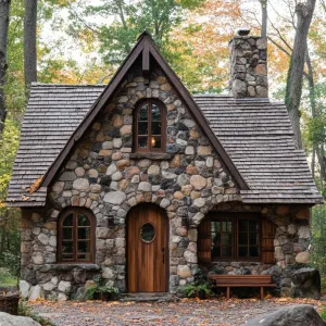 Stone-Crafted Hideaway: Rustic Woodland Gem