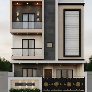 Ivory Frame G+1 Street Elevation