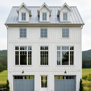 Grand Farmhouse with Snazzy Garage Entrances