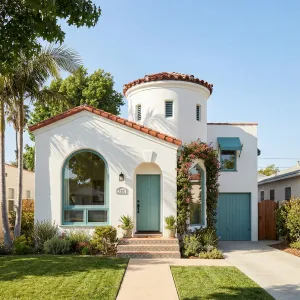 Turreted Bungalow With Playful Pastel Arches