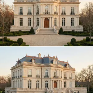 Grand Limestone Mansard Garden Chateau