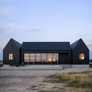 Prairie Horizon Ink-Clad Nordic Barn