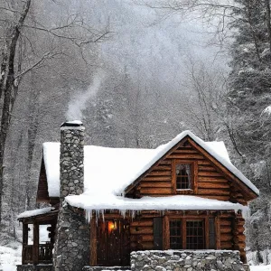 Snowy Serenity: Log Haven Hideout