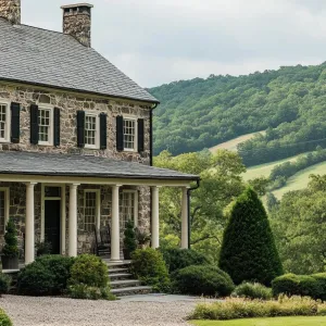 Majestic Stone Homestead with Verdant Vista