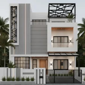 Origami Grid Courtyard Facade