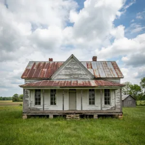 Weathered Farmstead With Timeworn Tin Roof